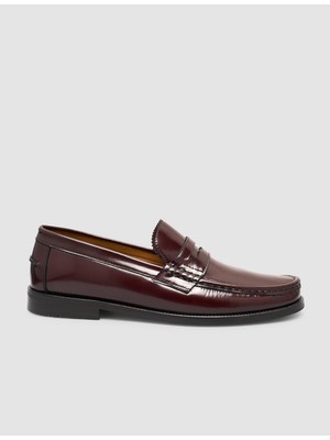 Cabani Bordo Deri Erkek Loafer 2,5 cm Taban Yüksekliği ile Şık ve Konforlu