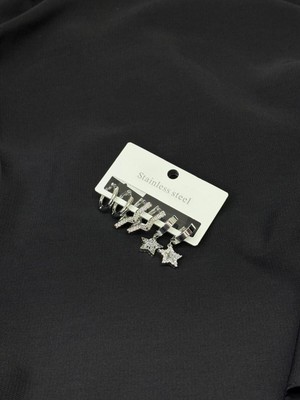 316L Çelik Gümüş Renk 6lı, Set Küpe