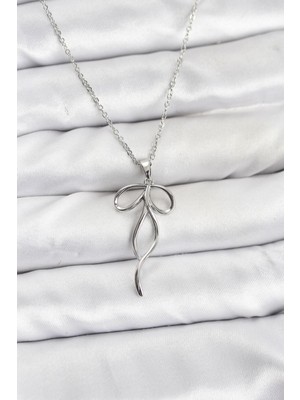 Arenes 316L Çelik Zincir Gümüş Renk Fiyonk Model Kadın Kolye - Lisinya