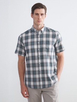 Lc Waikiki Yeni Sezon Regular Fit Kısa Kollu Ekose Poplin Erkek Gömlek