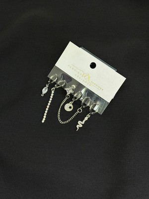 316L Çelik Gümüş Renk 6lı Küpe