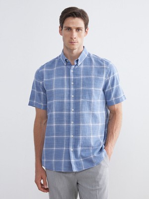 Lc Waikiki Yeni Sezon Regular Fit Kısa Kollu Ekose Poplin Erkek Gömlek