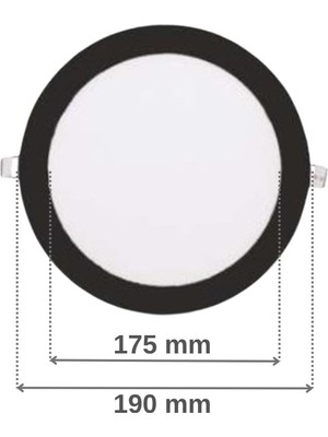 Huzur Elektrik 15W 6500K Beyaz Işık Sıva Altı Siyah Kasa Yuvarlak LED Panel