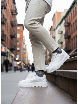 Beskar Signature BA0801  Beyaz Yüksek Taban Erkek Spor Ayakkabı