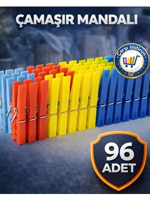 96 Adet Mandal Klasik Çamaşır Mandalı Plastik