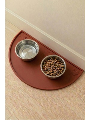 Silikon Mama Matı Havuzlu Yıkanabilir Kaymaz Evcil Hayvan Beslenme Matı Kedi Köpek Paspası 50X25 cm