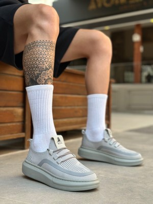 Beskar Signature BA0375 Özel Örme Triko Tarz Gri Renk Spor Ayakkabı