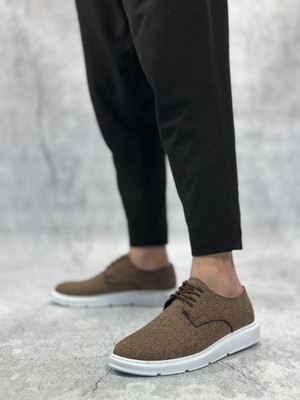 Beskar Signature BA0003 Bağcıklı Klasik Spor Keten Kahverengi Beyaz Taban Casual Erkek Ayakkabı