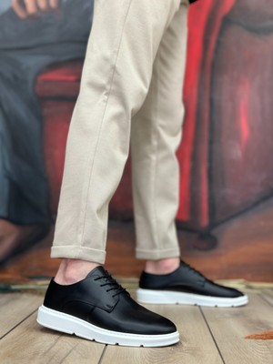 Beskar Signature BA0003 Bağcıklı Klasik Siyah Beyaz Yüksek Taban Casual Erkek Ayakkabı