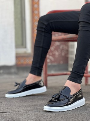 Beskar Signature BA0005 Bağcıksız Yüksek Taban Klasik Rugan Kemerli Püsküllü Corcik Erkek Ayakkabı