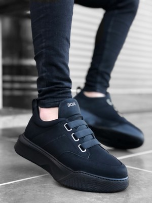 Beskar Signature BA0160 Bantlı Erkek Yüksek Taban Siyah Spor Ayakkabı