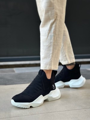 Beskar Signature BA0401 Bağcıksız Rahat Yüksek Taban Siyah Süet Erkek Spor Yarım Bilek Bot