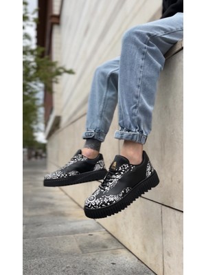 Beskar Signature BA0802  Gotik Desenli Siyah Yüksek Taban Erkek Günlük Ayakkabı