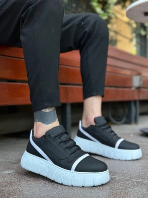 Beskar Signature BA0666  Siyah Beyaz Yüksek Taban Erkek Günlük Ayakkabı