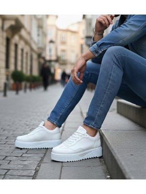 Beskar Signature BA0802  Beyaz Yüksek Taban Erkek Günlük Ayakkabı