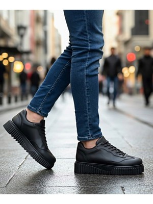 Beskar Signature BA0802  Siyah Renk Siyah  Yüksek Taban Erkek Günlük Ayakkabı