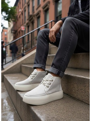 Beskar Signature BA0550 Içi Kürklü Bağcıklı Krem Erkek Tarz Spor Bot