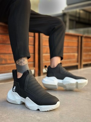 Beskar Signature BA0401 Bağcıksız Rahat Yüksek Taban Siyah Erkek Spor Yarım Bilek Bot