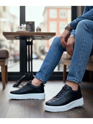 Beskar Signature BA0802  Siyah Renk  Yüksek Taban Erkek Günlük Ayakkabı