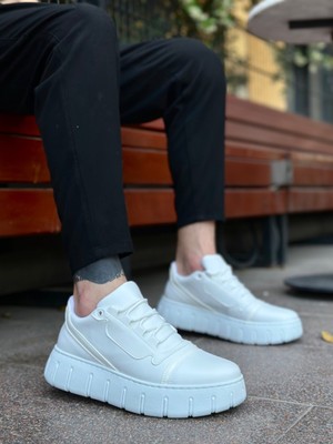 Beskar Signature BA0666  Beyaz Yüksek Taban Erkek Günlük Ayakkabı