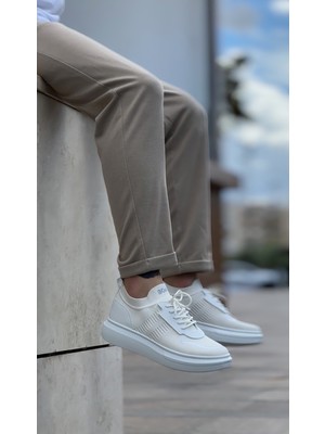 Beskar Signature BA0812 Özel Örme Triko Tarz Beyaz Renk Spor Ayakkabı