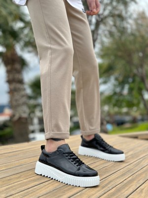 Beskar Signature BA8104  Yüksek Siyah Taban Rugan Bağcıklı Erkek Ayakkabı