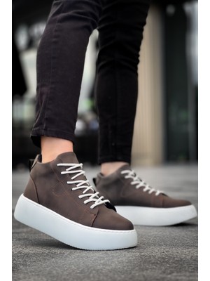 Beskar Signature LE10 Bağcıklı Erkek Yüksek Beyaz Taban Kahverengi Spor Bot