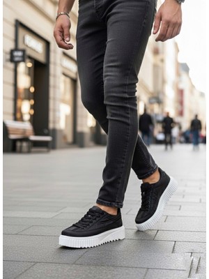 Beskar Signature BA0801  Yüksek Taban Siyah Paraşüt Kumaş Cilt Detaylı Erkek Ayakkabı