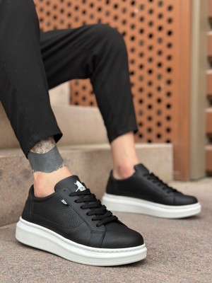 Beskar Signature BA0423  Kalın Yüksek Taban Siyah Bağcıklı Spor Erkek Ayakkabı