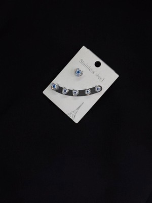 316L Çelik Gümüş Renk 3lü Set Nazar Küpe