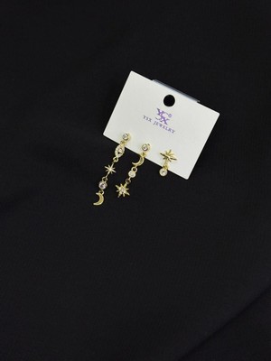 Ysx Jevelry Çelik Gold Renk 3lü Küpe