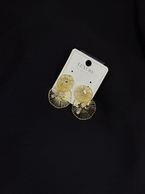 Luxury Gold Renk Zirkon Taşlı Küpe