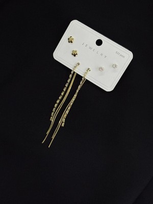 316L Çelik Gold Renk 3lü Set Küpe