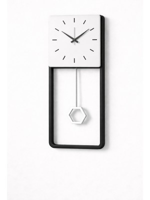 Mee Wall Art Metal Gövde Iskandinav Stil Beyaz Sarkaçlı Duvar Saati – Sessiz Mekanizma