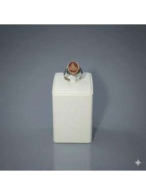 Eski Yeni Antik Gümüş Erkek Yüzük Kırmızı Osmanlı Turan Motifli