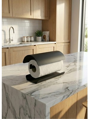 Mee Wall Art Paslanmaz Metal Kağıt Havluluk Kapaklı Yatay Kağıt Havluluk - Tezgah Üstü Modern Mutfak Havlu Standı