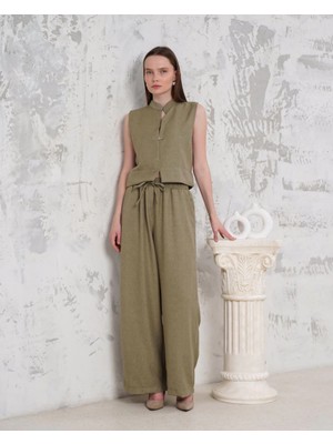 K&A Broşlu Yelek Pantolon Takım Haki S255821