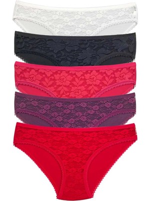 MTM My The Mall Giyim 5 Adet Önü Dantelli Transparan Kadın Slip Külot S130