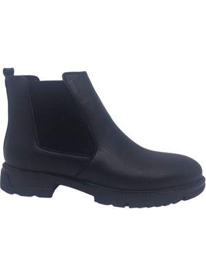 Zerhan Modesa 276 Erkek Siyah Chelsea Hakiki Deri Klasik Bot