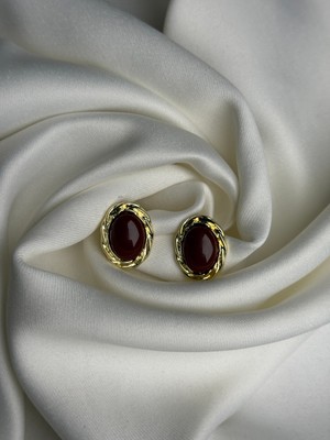 NB Steelora Bordo Detaylı Vintage Zarif Küpe