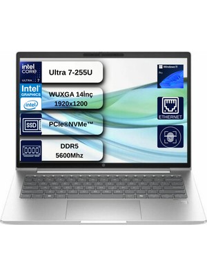 Hp Probook 4 G1I Intel® Core Ultra 7 255U 24GB Ddr5 1tb SSD 14" Wuxga (1920 x 1200), IPS 300 Nits Windows 11 Pro Taşınabilir Bilgisayar WD03KGETDEN07