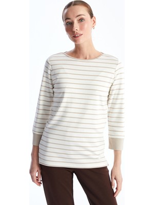 Lc Waikiki Yeni Sezon Bisiklet Yaka Çizgili Kadın Tişört