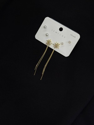 316L Çelik Gold Renk 3lü Set  Küpe