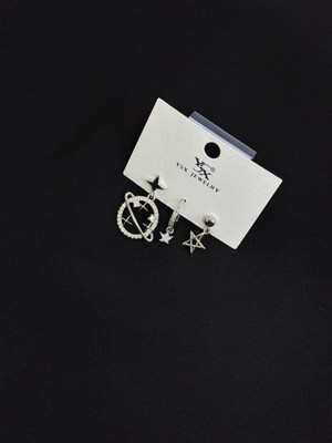 Ysx Jevelry Çelik Gümüş Renk 3lü Küpe