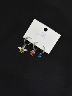 Ysx Jevelry Çelik Gümüş Renk 3lü Küpe