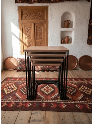 4'lü Tekerlekli Modern Zigon Sehpa