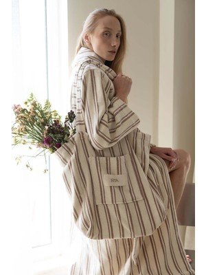 İrya In Lines Ipliği Boyalı Büyük Çanta Mocha