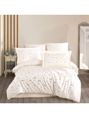 K&A Çift Kişilik Poplin Premium Nakışlı Nev Spring Krem
