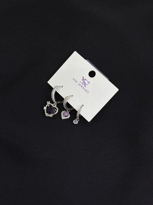 Ysx Jevelry Çelik Gümüş Renk 3lü Küpe