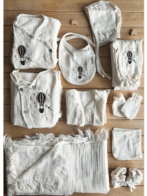 Baby Turp Turp %100 Pamuk 10'lu Müslin Lüx Erkek Hastane Çıkışı Balon Desenli